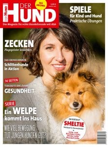 Cover DER HUND, Ausgabe 4/18, junge Frau mit Sheltie