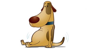 Zeichnung eines Hundes mit dickem Bauch