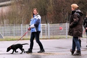 Sabine Busch (rechts) von der Hundeschule beim Training